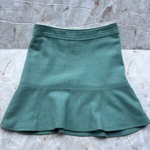 GAP Y2K Wool Blend Vintage (2004 ) Light Teal Soft Ruffle Pencil Office Skirt  4